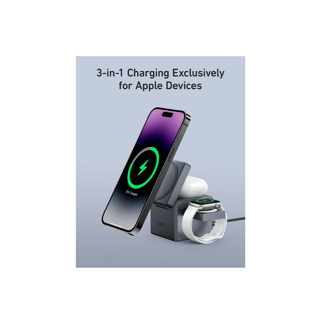 Anker 3-in-1 Cube Compatible with MagSafe, 15W Fast Charging Foldable Wireless Charger in Qatar Anker 3-in-1 Cube Compatible with MagSafe, 15W Fast Charging Foldable Wireless Charger in Qatar
